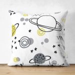Çift Taraflı Gezegen Motifli Dijital Baskılı Özel Tasarım Modern Süet Yastık Kırlent Kılıfı Realhomes