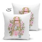 Çift Taraflı Çiçek Köşesi Özel Tasarım Dijital Baskılı Dekoratif Süet Yastık Kırlent Kılıfı Realhomes