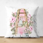 Çift Taraflı Çiçek Köşesi Özel Tasarım Dijital Baskılı Dekoratif Süet Yastık Kırlent Kılıfı Realhomes