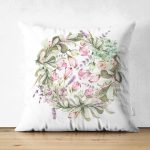- Suet-K10337-Gorsel - Realhomes Çift Taraflı Suluboya Çizimli Çiçek Tasarımlı Dijital Baskılı Modern Süet Yastık Kırlent Kılıfı Realhomes