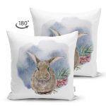 - Suet-K10340-Gorsel-1 - Realhomes Çift Taraflı Tavşan Çizimli Özel Tasarım Dijital Baskılı Dekoratif Süet Yastık Kırlent Kılıfı Realhomes