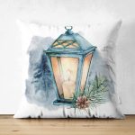 - Suet-K10343-Gorsel - Realhomes Çift Taraflı Suluboya Çizimli Şamdan Motifli Dijital Baskılı Modern Süet Yastık Kırlent Kılıfı Realhomes