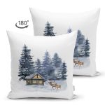 - Suet-K10344-Gorsel-1 - Realhomes Çift Taraflı Kış Temalı Suluboya Özel Tasarım Dijital Baskılı Dekoratif Süet Yastık Kırlent Kılıfı Realhomes