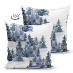 - Suet-K10346-Gorsel-1 - Realhomes Çift Taraflı Suluboya Çizimli Kış Temalı Çam Ağaçları Dijital Baskılı Dekoratif Süet Yastık Kırlent Kılıfı Realhomes