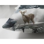 - Suet-K10347-Gorsel-2 - Realhomes Çift Taraflı Suluboya Çam Ağacı & Geyik Tasarımlı Dijital Baskılı Modern Süet Yastık Kırlent Kılıfı Realhomes