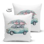 - Suet-K10354-Gorsel-1 - Realhomes Çift Taraflı Christmas Temalı Araba Tasarımlı Dijital Baskılı Dekoratif Süet Yastık Kırlent Kılıfı Realhomes