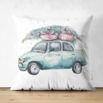 - Suet-K10354-Gorsel - Realhomes Çift Taraflı Christmas Temalı Araba Tasarımlı Dijital Baskılı Dekoratif Süet Yastık Kırlent Kılıfı Realhomes