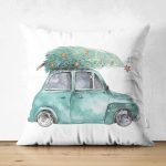 - Suet-K10355-Gorsel - Realhomes Çift Taraflı Christmas Temalı Araba Tasarımlı Dijital Baskılı Modern Süet Yastık Kırlent Kılıfı Realhomes