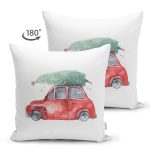 - Suet-K10356-Gorsel-1 - Realhomes Çift Taraflı Christmas Temalı Araba Tasarımlı Dijital Baskılı Dekoratif Süet Yastık Kırlent Kılıfı Realhomes