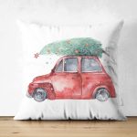 - Suet-K10356-Gorsel - Realhomes Çift Taraflı Christmas Temalı Araba Tasarımlı Dijital Baskılı Dekoratif Süet Yastık Kırlent Kılıfı Realhomes