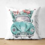 - Suet-K10357-Gorsel - Realhomes Çift Taraflı Christmas Temalı Araba Tasarımlı Dijital Baskılı Modern Süet Yastık Kırlent Kılıfı Realhomes