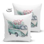 - Suet-K10358-Gorsel-1 - Realhomes Çift Taraflı Christmas Temalı Araba Tasarımlı Dijital Baskılı Dekoratif Süet Yastık Kırlent Kılıfı Realhomes