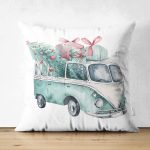 - Suet-K10358-Gorsel - Realhomes Çift Taraflı Christmas Temalı Araba Tasarımlı Dijital Baskılı Dekoratif Süet Yastık Kırlent Kılıfı Realhomes