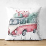 - Suet-K10359-Gorsel - Realhomes Çift Taraflı Christmas Temalı Araba Tasarımlı Dijital Baskılı Modern Süet Yastık Kırlent Kılıfı Realhomes