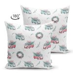 - Suet-K10360-Gorsel-1 - Realhomes Çift Taraflı Christmas Temalı Araba Tasarımlı Dijital Baskılı Dekoratif Süet Yastık Kırlent Kılıfı Realhomes
