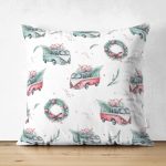 - Suet-K10360-Gorsel - Realhomes Çift Taraflı Christmas Temalı Araba Tasarımlı Dijital Baskılı Dekoratif Süet Yastık Kırlent Kılıfı Realhomes