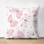 - Suet-K10363-Gorsel - Realhomes Çift Taraflı Renkli Kelebek Motifli Dijital Baskılı Modern Süet Yastık Kırlent Kılıfı Realhomes