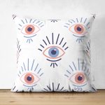 Çift Taraflı Mistik Göz Motifli Dijital Baskılı Dekoratif Süet Yastık Kırlent Kılıfı Realhomes