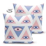 Çift Taraflı Mistik Üçgen Göz Tasarımlı Dijital Baskılı Dekoratif Süet Yastık Kırlent Kılıfı Realhomes