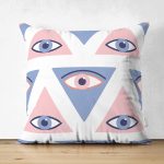 Çift Taraflı Mistik Üçgen Göz Tasarımlı Dijital Baskılı Dekoratif Süet Yastık Kırlent Kılıfı Realhomes