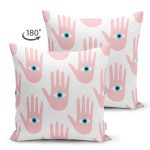 Çift Taraflı Mistik El İçinde Göz Motifli Dijital Baskılı Modern Süet Yastık Kırlent Kılıfı Realhomes