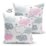 - merry christmas - Realhomes Realhomes Çift Taraflı Açık Pembe Bulut Motifli Özel Tasarım Dijital Baskılı Modern Süet Yastık Kırlent Kılıfı Realhomes