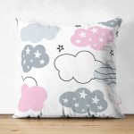- merry christmas - Realhomes Realhomes Çift Taraflı Açık Pembe Bulut Motifli Özel Tasarım Dijital Baskılı Modern Süet Yastık Kırlent Kılıfı Realhomes