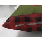 Çift Taraflı Ekose Zemin Çelenkli Geyik Motifli Dijital Baskılı Modern Süet Yastık Kırlent Kılıfı Realhomes