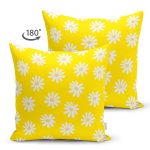 - Suet-K10378-Gorsel-1 - Realhomes Çift Taraflı Sarı Zemin Papatya Desenli Dijital Baskılı Dekoratif Süet Yastık Kırlent Kılıfı Realhomes