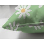Çift Taraflı Yeşil Zemin Papatya Özel Tasarımlı Dijital Baskılı Modern Süet Yastık Kırlent Kılıfı Realhomes