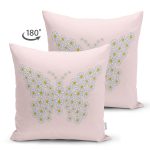 - Suet-K10380-Gorsel-1 - Realhomes Çift Taraflı Pembe Zemin Papatyadan Kelebek Tasarımlı Dijital Baskılı Dekoratif Süet Yastık Kırlent Kılıfı Realhomes