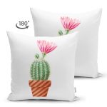 Çift Taraflı Kaktüs Özel Tasarımlı Dijital Baskılı Dekoratif Süet Yastık Kırlent Kılıfı Realhomes