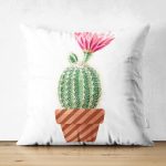 Çift Taraflı Kaktüs Özel Tasarımlı Dijital Baskılı Dekoratif Süet Yastık Kırlent Kılıfı Realhomes