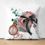 - Suet-K10393-Gorsel - Realhomes Çift Taraflı Retro Mektup Paketleri Özel Tasarım Dijital Baskılı Modern Süet Yastık Kırlent Kılıfı Realhomes