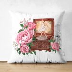 - Suet-K10395-Gorsel - Realhomes Çift Taraflı Gül Detaylı Müzik Kutusu Özel Tasarım Dijital Baskılı Modern Süet Yastık Kırlent Kılıfı Realhomes