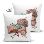 - Suet-K10397-Gorsel-1 - Realhomes Çift Taraflı Özel Tasarım Kitap Temalı Dijital Baskılı Modern Süet Yastık Kırlent Kılıfı Realhomes