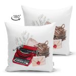 - Suet-K10398-Gorsel-1 - Realhomes Çift Taraflı Antika Daktilo Motifli Dijital Baskılı Dekoratif Süet Yastık Kırlent Kılıfı Realhomes