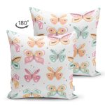 Çift Taraflı Renkli Kelebek Tasarımlı Dijital Baskılı Modern Süet Yastık Kırlent Kılıfı Realhomes
