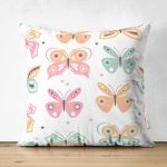 Çift Taraflı Renkli Kelebek Tasarımlı Dijital Baskılı Modern Süet Yastık Kırlent Kılıfı Realhomes