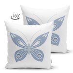 Çift Taraflı Mavi Kelebek Motifli Dijital Baskılı Dekoratif Süet Yastık Kırlent Kılıfı Realhomes