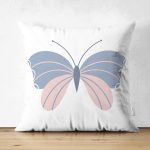 - Suet-K10406-Gorsel - Realhomes Çift Taraflı Mavi Pembe Kelebek Desenli Dijital Baskılı Dekoratif Süet Yastık Kırlent Kılıfı Realhomes