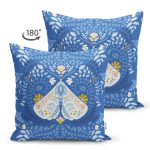 - Suet-K10411-Gorsel-1 - Realhomes Çift Taraflı Mavi Zemin Kelebek & Çiçekli Özel Tasarım Dijital Baskılı Modern Süet Yastık Kırlent Kılıfı Realhomes
