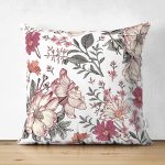 - Suet-K10412-Gorsel - Realhomes Çift Taraflı Papatya & Gül Tasarımlı Dijital Baskılı Dekoratif Süet Yastık Kırlent Kılıfı Realhomes