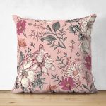 - Suet-K10414-Gorsel - Realhomes Çift Taraflı Papatya & Gül Tasarımlı Dijital Baskılı Dekoratif Süet Yastık Kırlent Kılıfı Realhomes