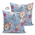 - Suet-K10415-Gorsel-1 - Realhomes Çift Taraflı Mavi Zemin Papatya & Gül Tasarımlı Dijital Baskılı Modern Süet Yastık Kırlent Kılıfı Realhomes