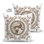 - Suet-K10416-Gorsel-1 - Realhomes Çift Taraflı Çiçek Çerçeveli Portre Desenli Dijital Baskılı Dekoratif Süet Yastık Kırlent Kılıfı Realhomes