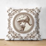 - Suet-K10416-Gorsel - Realhomes Çift Taraflı Çiçek Çerçeveli Portre Desenli Dijital Baskılı Dekoratif Süet Yastık Kırlent Kılıfı Realhomes