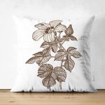 - Suet-K10419-Gorsel - Realhomes Çift Taraflı Karakalem Çiçek Desenli Dijital Baskılı Modern Süet Yastık Kırlent Kılıfı Realhomes