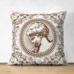 - Suet-K10420-Gorsel - Realhomes Çift Taraflı Karakalem Çiçek & Portre Desenli Dijital Baskılı Dekoratif Süet Yastık Kırlent Kılıfı Realhomes