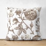 - Suet-K10421-Gorsel - Realhomes Çift Taraflı Karakalem Çiçek Desenli Dijital Baskılı Modern Süet Yastık Kırlent Kılıfı Realhomes